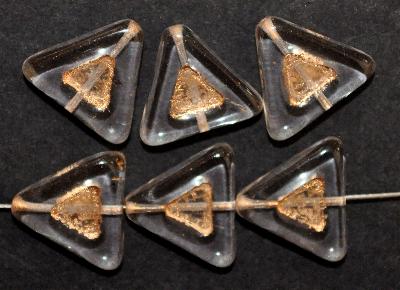 Glasperlen Dreicke,
 kristall mit Goldauflage,
 hergestellt in Gablonz Tschechien