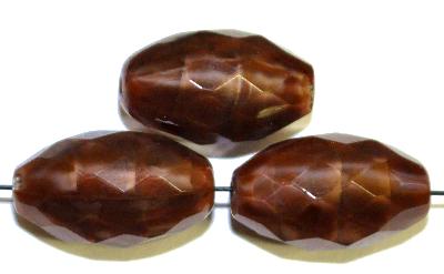 Glasperlen geschliffen
 Oliven Perlettglas braun,
 hergestellt in Gablonz / Tschechien