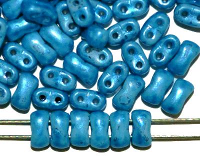 Glasperlen mit zwei Löchern,
 Twin Hole Beads,
 blau