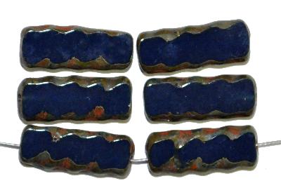 Glasperlen / Table Cut Beads geschliffen, 
 nachtblau opak mit picasso finish,
 hergestellt in Gablonz / Tschechien