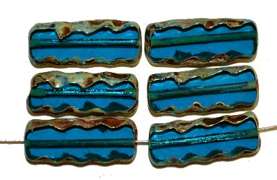 Glasperlen / Table Cut Beads geschliffen, 
 montanablue transp. mit picasso finish,
 hergestellt in Gablonz / Tschechien