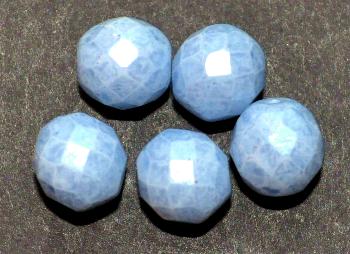 facettierte Glasperlen
 light blue speckled finish,
 hergestellt in Gablonz / Tschechien