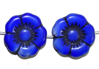 Glasperlen Blüte,
 blau,
 in Gablonz/Böhmen gefertigt,