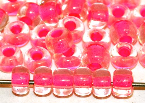 Rocailles von Preciosa Ornella Tschechien, 
 kristall mit Farbeinzug pink