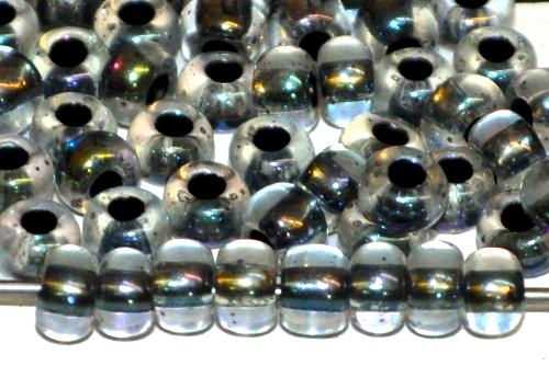 Rocailles von Preciosa Ornella Tschechien, 
 kristall mit AB und Farbeinzug schwarz,
 