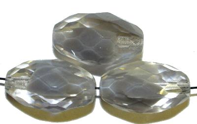 Glasperlen Oliven facettiert, 
 grau kristall, 
 hergestellt in Gablonz / Böhmen 