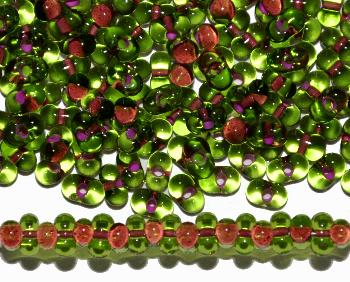 Farfalle Rocailles von Preciosa Tschechien
 grün mit Farbeinzug teracotta