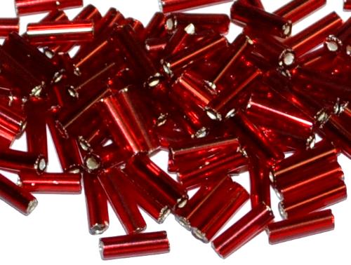 Glasperlen / Stiftperlen von Preciosa Ornella Tschechien,rot
 mit Silbereinzug