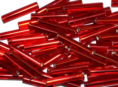 Stiftperlen hergestellt von Preciosa Ornella Tschechien, 
 rot mit Silbereinzug