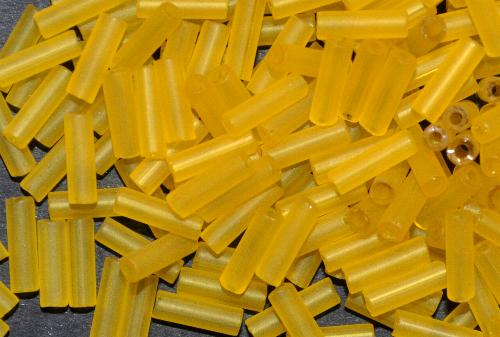 Stiftperlen 
 gelb transp. mattiert, 
 hergestellt von Preciosa Ornella Tschechien