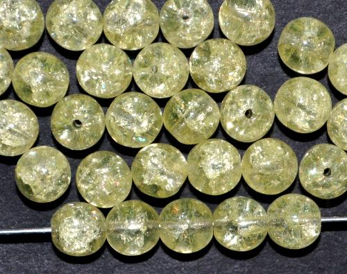 Glasperlen rund 
 crash beads platingelb uranium, 
 hergestellt in Gablonz / Tschechien