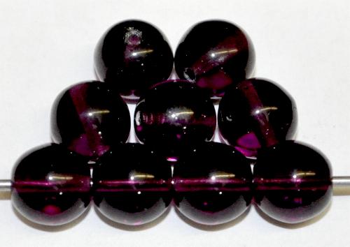 Glasperlen rund
 violett transp.,
 hergestellt in Gablonz / Tschechien