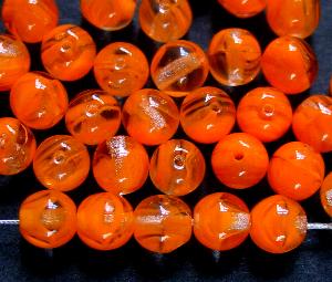 Glasperlen rund
 Mischglas orange kristall,
 hergestellt in Gablonz / Tschechien
