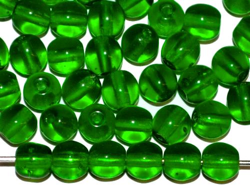 Glasperlen rund
 grün transp.,
 hergestellt in Gablonz / Tschechien
 