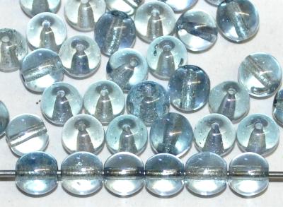 Glasperlen rund
 hellaqua transparent mit lüster,
 hergestellt in Gablonz / Tschechien