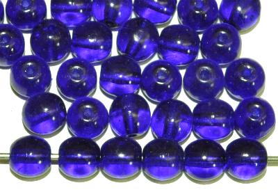 Glasperlen rund
 dunkelblau transparent,
 hergestellt in Gablonz / Tschechien