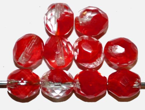 facettierte Glasperlen
 kristall rot,
 hergestellt in Gablonz / Tschechien