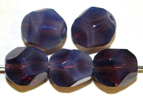 geschliffene Glasperlen
 smokyviolett opal,
 hergestellt in Gablonz / Tschechien