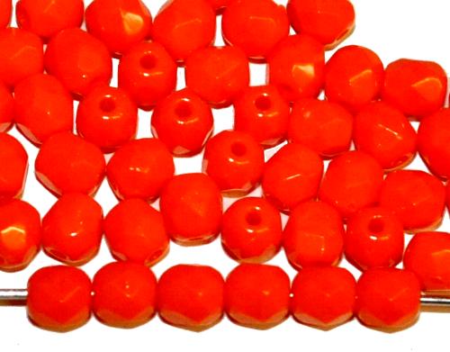 facettierte Glasperlen
 orange opak,
 hergestellt in Gablonz Tschechien