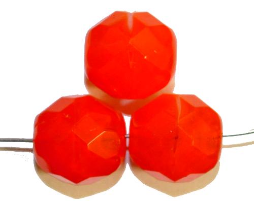 facettierte Glasperlen 
 alabaster orange, 
 hergestellt in Gablonz / Tschechien