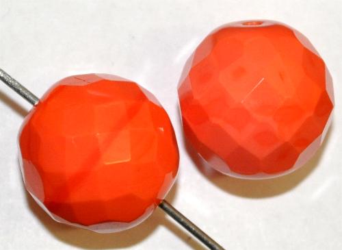 facettierte Glasperlen, 
 orange opak, 
 hergestellt in Gablonz / Tschechien