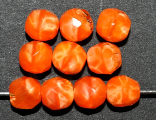 facettierte Glasperlen, 
 Perlettglas orange kristall, 
 hergestellt in Gablonz / Tschechien