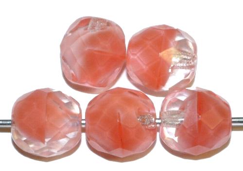 facettierte Glasperlen,
 rosa opak kristall,
 hergestellt in Gablonz / Tschechien