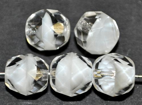 facettierte Glasperlen 
 kristall weiß, 
 hergestellt in Gablonz / Tschechien