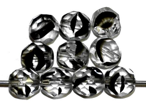 facettierte Glasperlen
 kristall schwarz,
 hergestellt in Gablonz / Tschechien