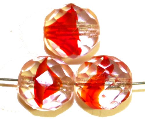 facettierte Glasperlen
 rot kristall,
 hergestellt in Gablonz / Tschechien