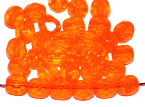 facettierte Glasperlen 
 orange transp., 
 hergestellt in Gablonz / Tschechien