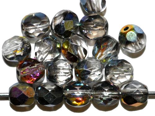 facettierte Glasperlen
 kristall mit metallic Veredelung,
 hergestellt in Gablonz / Tschechien
