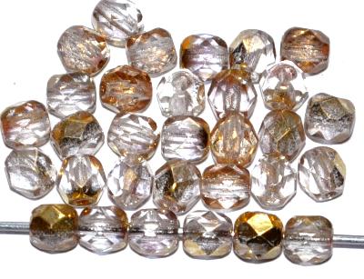 facettierte Glasperlen
 kristall mit gold finish,
 hergestellt in Gablonz / Tschechien