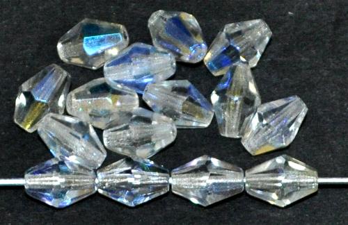 facettierte Glasperlen bicon
 kristall mit AB,
 hergestellt in Gablonz / Tschechien