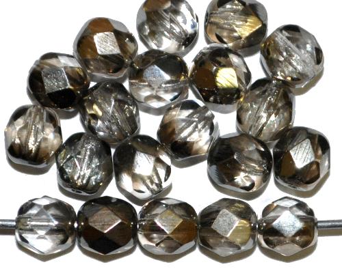 facettierte Glasperlen
 Black Diamond mit platin-Veredelung,
 hergestellt in Gablonz / Tschechien