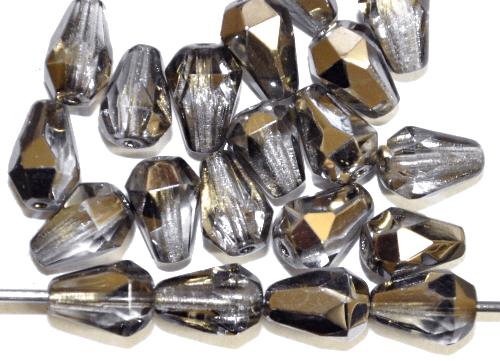 Glasperlen Tropfen geschliffen, 
 kristall mit platin finish, 
 hergestellt in Gablonz / Tschechien