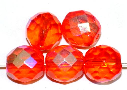 facettierte Glasperlen 
 orange transp. mit AB, 
 hergestellt in Gablonz / Tschechien