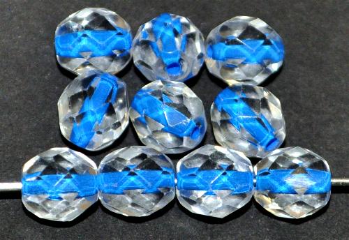 facettierte Glasperlen
 kristall mit Farbeinzug blau,
 hergestellt in Gablonz / Tschechien