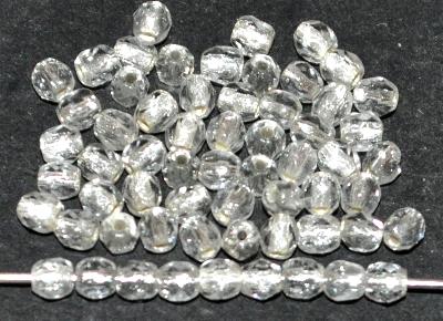 facettierte Glasperlen,
 kristall mit Silbereinzug,
 hergestellt in Gablonz / Tschechien