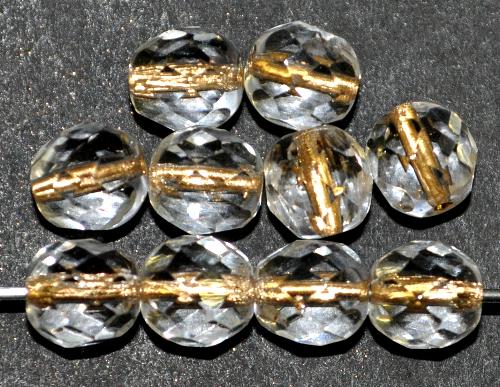 facettierte Glasperlen 
 kristall mit Goldeinzug,
 hergestellt in Gablonz / Tschechien