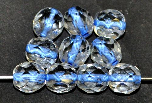 facettierte Glasperlen 
 kristall mit Farbeinzug blau,
 hergestellt in Gablonz / Tschechien
 