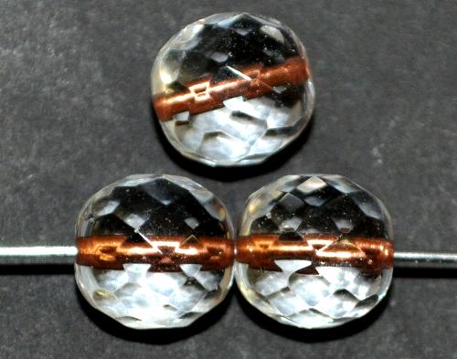 facettierte Glasperlen
 kristall mit Kupfereinzug,
 hergestellt in Gablonz / Tschechien