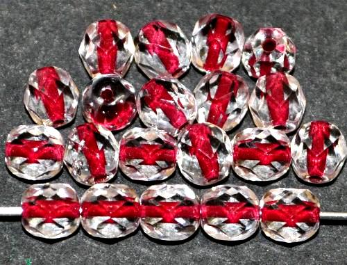 facettierte Glasperlen
 kristall mit Farbeinzug brombeer,
 hergestellt in Gablonz / Tschechien