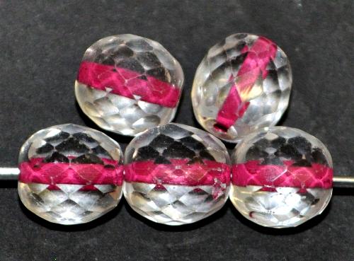 facettierte Glasperlen
 kristall mit Farbeinzug fuchsia,
 hergestellt in Gablonz / Tschechien