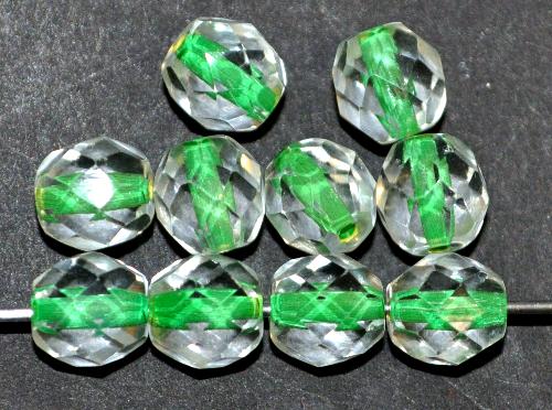 facettierte Glasperlen
 kristall mit Farbeinzug grün,
 hergestellt in Gablonz / Tschechien