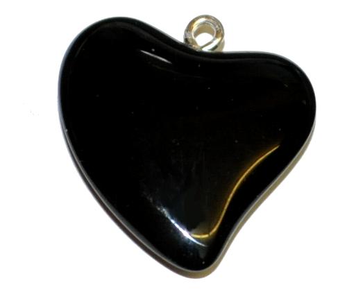 Glasanhänger Herz mit Öse,
 schwarz opak,
 hergestellt in Gablonz / Tschechien