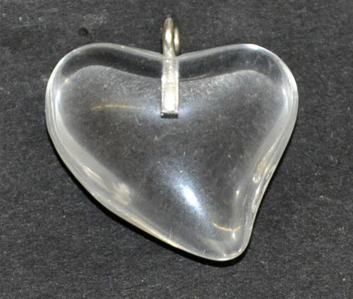 Glasanhänger Herz mit Öse,
 kristall,
 hergestellt in Gablonz / Tschechien