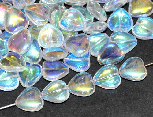 Glasperlen Herzen
 kristall mit AB,
 hergestellt in Gablonz / Tschechien