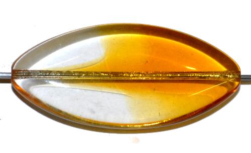 Glasperle große flache Olive, 
 kristall topas transp., 
 hergestellt in Gablonz / Tschechien