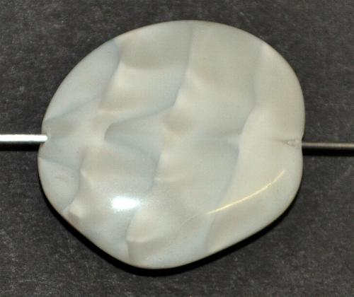 Glasperle große Scheiben 
 Perlettglas grau, 
 hergestellt in Gablonz / Tschechie 